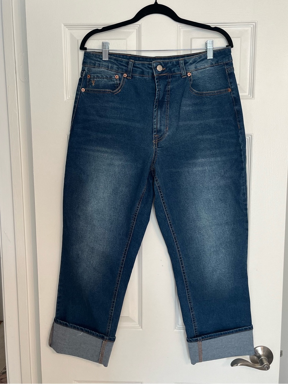 NWOT Frye Light and Dark Blue Two-Tone Denim Jeans